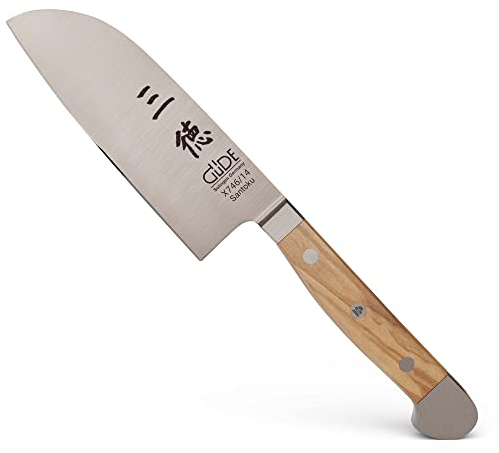 GÜDE Solingen - Santoku Messer geschmiedet, 14 cm, Olivenholz, ALPHA OLIVE, Doppelkropf, Handmade Germany