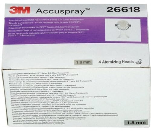 3M Accuspray Atomizing Head for PPS Series 2.0, 1.8 mm, Clear, 26618 | Clear; Use with PPS 2.0 Spray Gun System for Like-New Paint Spray Performance; 4 Pack