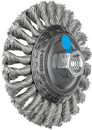 PFERD Kegelbürste gezopft KBG | Ø 115x15mm M14 Edelstahl-Draht-ø 0,35 | 43315003 – für Winkelschleifer