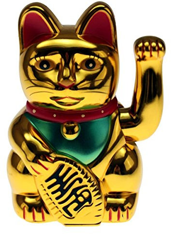 Krüger & Gregoriades 802040 - Winke-Katze, 16 cm, Gold