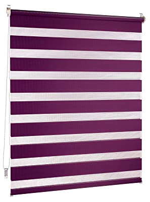 Victoria M. Doppelrollo Klemmfix ohne Bohren, 70 x 230 cm (BxH) Aubergine/Lila, Rollo Fensterrollo lichtdurchlässig & verdunkelnd,Duo-Rollo Klemmmontage Zebrarollo für Fenster & Türen