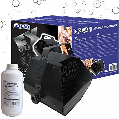 FXLab Lightweight Portable High Output Bubble Blowing Maker Machine Kids Garden Games Outdoors DJ Disco Party - 1 ltr Venu BU Bubble Fluid Included
