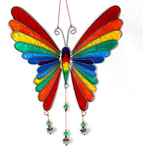 ART-CRAFT Fenster Hängedeko Sonnenfänger – Handgemachter Suncatcher für magische Lichtspiele – Fensterdeko und Gartendekon – Handbemalte Fensterdekoration - Motiv Schmetterling