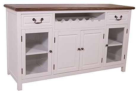 Sideboard mit Weinfach Varde Holz Vintage Look Creme weiß