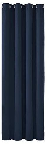 Deconovo Vorhang Blickdicht Ösen Gardinen Verdunklung Ösenvorhang lichtundurchlässig Dicke Thermogardine Kälteschutz warm Hitzeschutz, 214x132 cm(HöhexBreite), Dunkelblau, 1 Stück