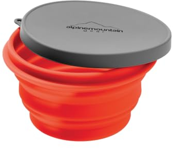 Collapsible Silicone Bowl with Lid for Camping and Backpacking - Camping Dishware Gear Essentials in Small/Red (Made by Caddis Sports, Inc.)