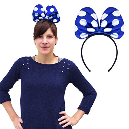 Oblique-Unique® Haarreifen mit großer Schleife in Blau Weiß