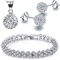 Kim Johanson Damen Schmuckset *Ariel* in Silber I Halskette mit Anhänger & Ohrringen aus 925 Sterling Silber I Armband rhodiniert I Mit weißen Kristallen besetzt inkl. Schmuckbeutel