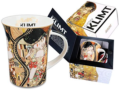 Carmani - Taza de porcelana decorada con el montaje 'El beso and Adele' de Gustav Klimt 350ml