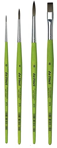 Da Vinci 373 Serie Pinsel rund Synthetik 0, 4, 8. Serie 374 Synthetikhaar-Flachpinsel, 8. (Set 4pcs)