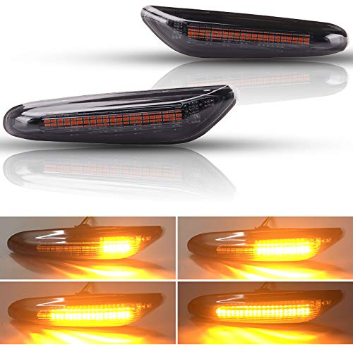 Kinstecks [Verbesserte Version] 2 STÜCKE LED-Seitenmarkierungsleuchte Fließendes Blinklicht für 1 3 5 Serie E81 E82 E87 E88 E90 E91 E92 E93 E46 NUR BJ E60 E61 X3 E83
