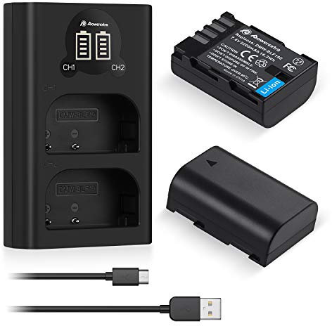 Powerextra DMW-BLF19E DMW-BLF19 Battery 2 Pack 2200mAh and dual USB Charger,Replacement for Panasonic DMW-BLG10,Model DMC-GH5,GH5S,GH4,GH4A,GH4H,GH4KS,GH3,GH3A,GH3H Cameras