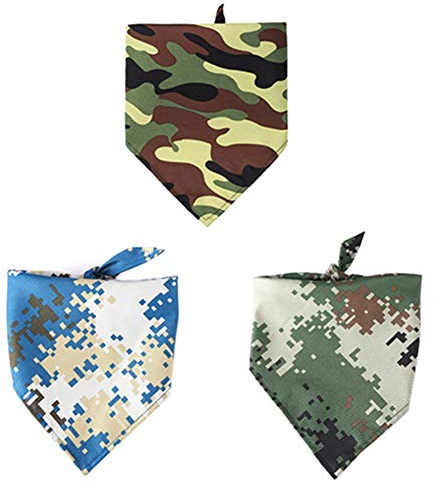 U/A Hunde Bandana 3 Stück Camouflage Tarnung Hundehalstuch Kopftücher Dreieckstuch für Kleine, Mittelgroße und Große Hunde