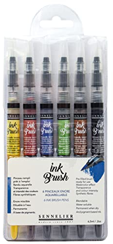 Sennelier Stylo-pinceau, synthétique, tendance, lot de 6