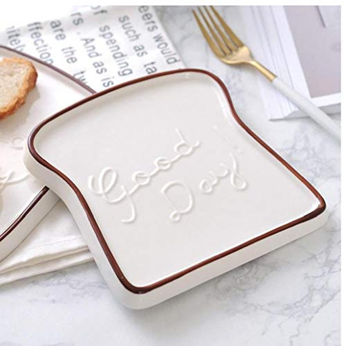 PiniceCore 1pc Ceramic Bread Shaped Dinner Plate Porcelain Salad Dessert Plate Dish Tray for Kitchen Restaurant
