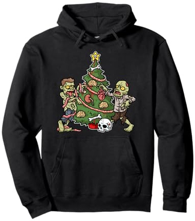 Christmas Zombie Hoodie Men Christmas Tree Gift Men Zombies Pullover Hoodie