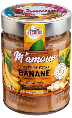 M'AMOUR - Confiture Banane Pot Verre 325G - Lot De 3