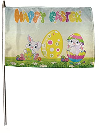 U24 Flagge Fahne Stockflagge Happy Easter Ostern 30 x 45 cm Stockfahne 3er Pack