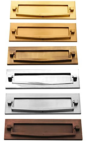 10x 3 Victorian Heavy Sprung Solid Brass Traditional Letter Box Letter Plate with Door Knocker (Polished Chrome)