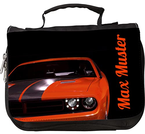 Manutextur Kulturbeutel mit Namen - personalisiert - Motiv Sportwagen 01 - viele Motive – Kulturbeutel - Größe 23x17x5 cm - persönliches Geschenk mit Wunsch-Motiv und Wunsch-Name