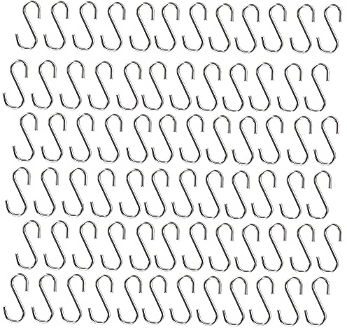 Kleine S Haken,100 PCS Mini-S-Haken Verbindungsstücke S-förmige Edelstahl Drahthaken-Aufhänger Metall Draht Haken für Heimwerkerhandwerk zum Aufhängen von Schmuck Schlüsselanhänger 0,55x0,24 Zoll