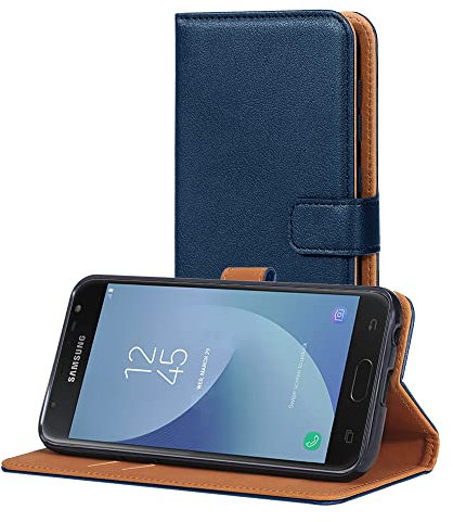 AICEK Compatible avec Samsung Galaxy J3 2017 Coque, Cuir PU Coque pour Samsung J3 2017 Housse Portefeuille en Cuir Etui Case Bleu