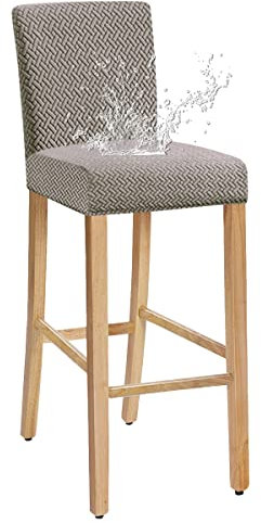 JUNZHE Barhocker-Bezüge, dehnbarer, Abnehmbarer, waschbarer Stuhlbezug für Kurze drehbare Esszimmerstuhl-Rückenlehne Stuhl Barhocker Stuhlhussen (Taupe,4er-Set)
