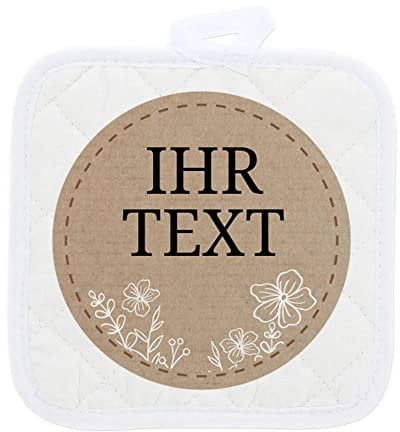 stempel-fabrik – personalisierbare Topflappen mit Wunschtext – Motiv Papierdekor – 2er Set – Ideal geeignet zum Backen und Kochen – perfekte Geschenkidee zum Umzug, Geburtstag & für Köche