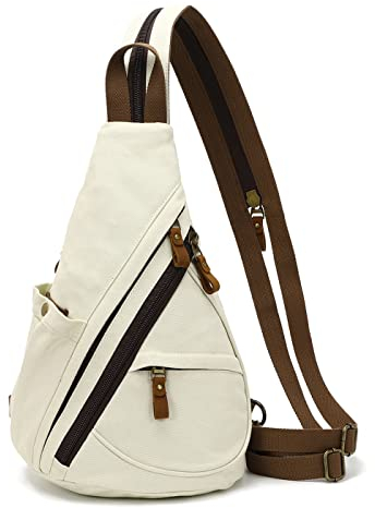 KL928 Canvas Sling Bag Rucksack Damen und Herren – Schulterrucksack Umhängetasche Crossbag Verstellbarem Schultergurt Perfekt für Outdoorsport, Wandern, Radfahren, Bergsteigen, Reisen