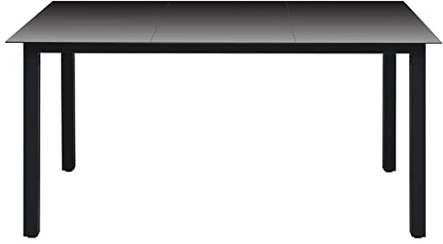 Hommdiy Garten Esstisch Schwarz Glas Aluminium 80x80x74cm Witterungsbeständig Gartentisch Gartenmöbel Tisch Balkontisch Terrassentisch (190 x 90 x 74 cm)