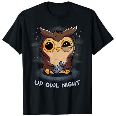 Up Owl Night Gaming Owl video game Gamer Gamer Nerd Geek T-Shirt