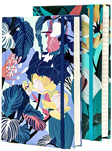 YOOMONA Große leere Notizbücher mit festem Einband, einfaches Blumen-Tagebuch für Frauen, Männer, Reisende, Größe B5, 19,3x25,4CM, 120 g/m² dickes Papier, 102 Blatt, 2er, Skizzenbuch, Notizbuch