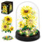 HOGOKIDS Blumenstrauß-Bauset mit LED-Beleuchtung, Bonsai-Baum-Sets mit Abdeckung, botanische Bausteine, Geburtstags-Mini-Steine, Valentinstagsgeschenk für Erwachsene, Freundin, Ehefrau (Sonnenblumen)