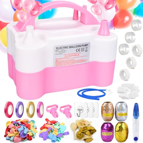 TAVADA Pompa elettrica,600 W Gonfia Palloncini ,220V-240V, Portatile per Matrimonio,Compleanno,Festival,(Rosa)