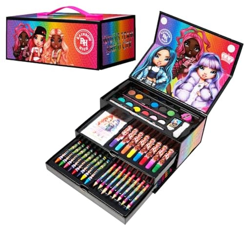 Rainbow High Künstler Set - Kinder Malsets über 40 Teilen mit Buntstifte, Marker und Kunstbedarf - Geschenke für Mädchen