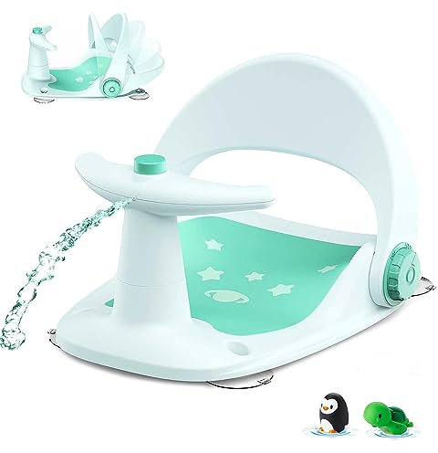 EzyWay Seat 6 Months Plus, Folding Stand Baby Bath Tub with Secure Suction, Spray-Designed Baby Bath Support Non Slip Bath Chair (Blue)