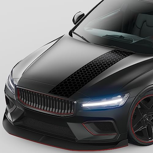 Finest Folia Rennstreifen Auto Aufkleber 120x25cm für Motorhaube Motorrad Bus Sticker Kfz Zubehör Tuning Dekor Design Folie Racing Streifen Dach KX079 (01 Schwarz Glanz)