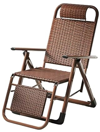 Rattan Stuhl Balkon Hochlehner for Draußen,gartenstuhl Mit Liegefunktion,drinnen Relaxsessel,liegestuhl Klappbar,Verstellbarer Rückenlehne,ergonomisch Und Atmungsaktiv,Platz Sparen. ( Color : Brown )