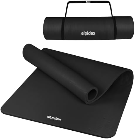 ALPIDEX Yogamatte Extra Dick 1,5 cm Gymnastikmatte 3 Größen E-Book rutschfest Phthalatfrei Fitness Matte Turnen Pilates Sport Physio HIIT Yoga Trainingsmatte Isomatte, Black, 190 x 80 x 1.5 cm