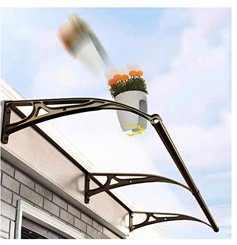 Große Waschbeckenüberdachung, Türüberdachung, Veranda, gewölbter Garten, Terrassenüberdachung, Polycarbonat, hitzebeständig, wasserdicht, individuelle Größe (Farbe: Gold, Größe: 60 x 100 cm) (Gold 60