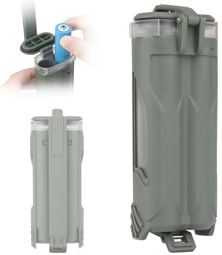 SIANKO MOLLE Taktische Batterie-Aufbewahrungsbox, für CR123/18650/AAA, zwei Löcher, Plug-in, wasserdicht und staubdicht, modulare, leichte Batteriehalterung (grün)
