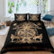 Bettwäsche 200x200cm Wikinger Wolf Fenrir Bettbezug Set 3 Teilig Baum des Lebens Odin Helm Weiche Microfaser 3D Motiv Luxus Modern Bettdeckenbezug mit Reißverschluss und 2 Kissenbezüge 80x80cm