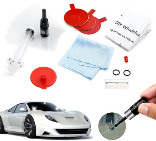 Windshield Glass Repair Kit with Enhanced Injection Head | Windscreen Chip Repair Kit to Repair Scratches, 11 Pieces