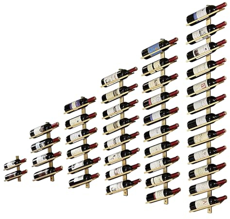 LLYLAFDC Porte-Bouteilles Muraux Industriels Casier À Vin Porte-Verre À Vin Suspendu Mural Accessoires De Vin De Décoration De Bar Décoration De Maison Et De Cuisine Étagère À Vin (Color : Gold)