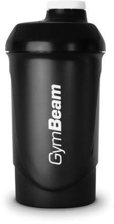 GymBeam Shaker per Proteine Premium, 700ml, con Coperchio Filettato, Adatto per Lavastoviglie, Microonde e Frigorifero, Shaker Palestra, Non Contiene BPA e DEHP (All-black)