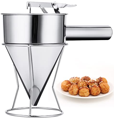 YUNYODA Dough Dispenser, Pancake Dough Dispenser, Stainless Steel, 600 ml Dough Scoop with Stand, Pancake Portioner, Cake Dough Dispenser, Pancake for Muffins, Manual Dough Dispenser, Dough Dispenser