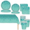 Teal Shiny Glitter Diamond Party Tableware for Adults/Kids,81pcs Teal Birthday Dinnerware Paper Plates Cups Napkins and Tablecloth Set for Her Birthday Gifts Party Supplies Table Décor
