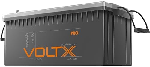 VoltX LiFePO4 Batterie 12.8V 200Ah mit 200A BMS, 2560Wh, 3000-15000 Zyklen, Max.36 Batterien in 6S6P Anschluss, Ideal für Wohnmobil & Solaranlagen, Kompakt