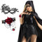 Winwild Schwarzer Umhang mit Kapuze,3er Halloween Umhang Vampir Kostüm Set,120cm Darth Vader Umhang mit Maske & Gothic Finger Kette,Satin Cape Halloween Kostüm Kinder Hexenumhang Schwarz