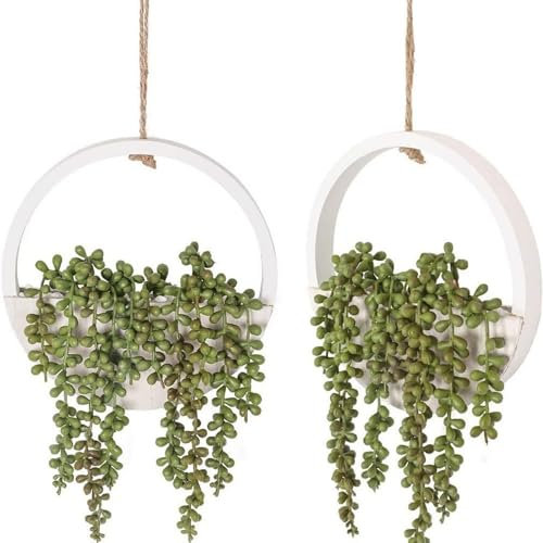 PINFANSHIJIE Künstliche hängende Sukkulenten, Bauernhaus-Kunstpflanze, Perlenkette, Pflanzen im Topf mit Umhängeband, for Schlafzimmer, kleine Wand, Wohnzimmer-Dekoration, 2er-Pack/191
